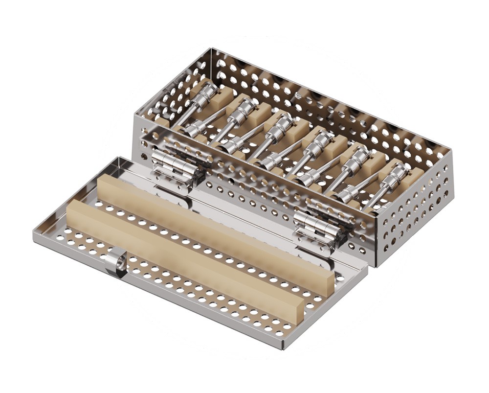 Sterilisation box for stopper guide tubes
